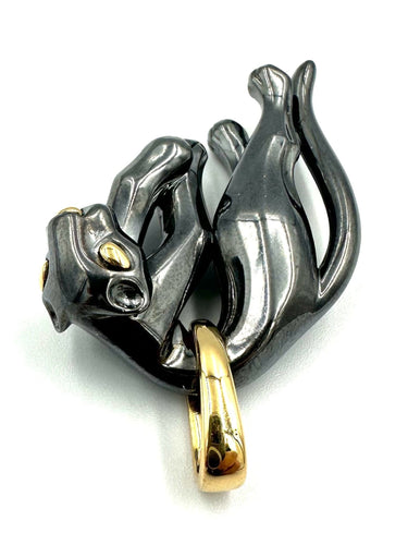 Pendentif CARTIER. Collection "Panthère", pendentif or jaune et silverium 58 Facettes