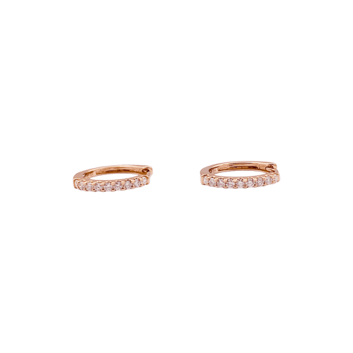 Boucles d'oreilles Paire de petites créoles en or rose, diamants. 58 Facettes 34292