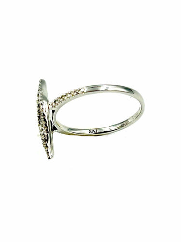 Bague 55 Bague Or Blanc 14K Saphir et Diamants 58 Facettes