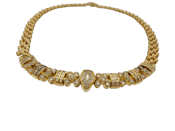 Collier Collier en or jaune certifié HRD avec 5,00 carats de diamants naturel 58 Facettes