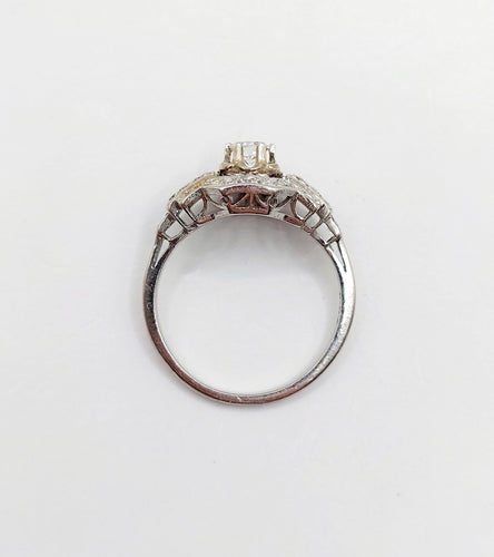 Bague 55 Bague tank Art déco en platine et diamant 0,25 carat (circa 1920) 58 Facettes A06508