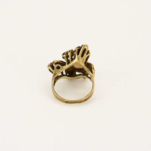 Bague 46,5 Bague or jaune à décor de papillon, opale, émail et diamants 58 Facettes B250439