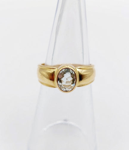 Bague 49 Bague jonc vintage or jaune 18k aigue marine de 0,70 carats 58 Facettes A06182