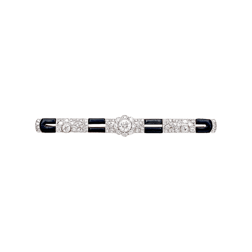 Broche Broche Art Déco, platine, or blanc, diamants, émail. 58 Facettes 34375
