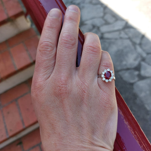 Bague 50 Bague marguerite rubis et diamants 58 Facettes 46