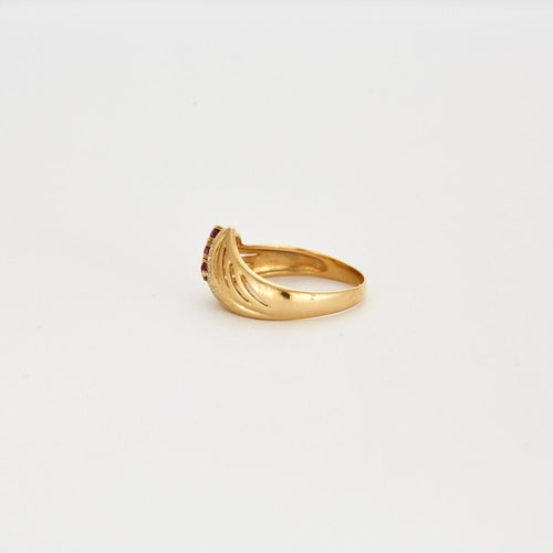 Bague 57 Bague or jaune rubis diamants 58 Facettes LP543