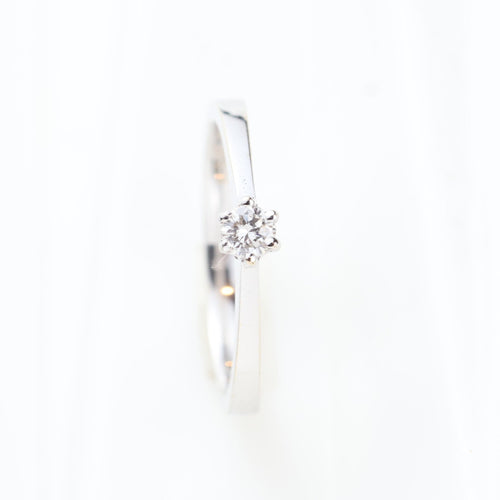 Bague 55 Bague solitaire en or blanc 18 carats et diamant de 0,12 carat 58 Facettes 130022