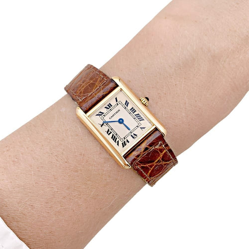 Montre Montre Cartier "Tank Louis Cartier" en or jaune. 58 Facettes 34856