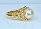 Bague 52 Bague en or jaune 18 carats, perle et 38 diamants 58 Facettes AB448