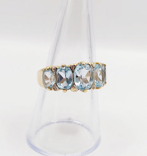 Bague 56 Bague jarretière vintage or jaune 18k topazes et diamants (circa 1980) 58 Facettes A05994