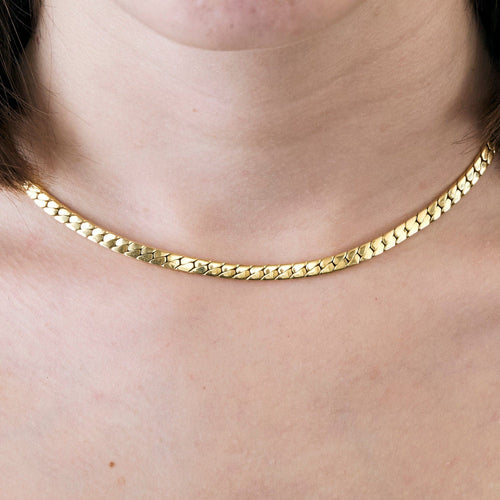 Collier Collier Or Jaune Maille Gourmette Plate 58 Facettes
