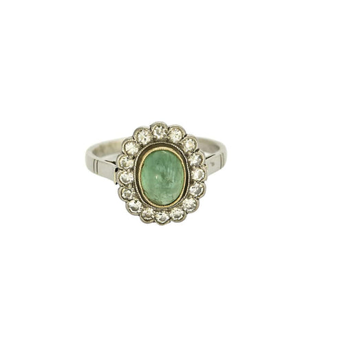 Bague  en or blanc, or jaune, émeraude et diamants