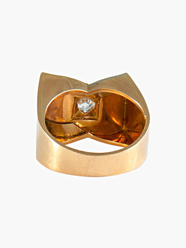 Bague 59 BAGUE TANK OR JAUNE  ET DIAMANT 58 Facettes