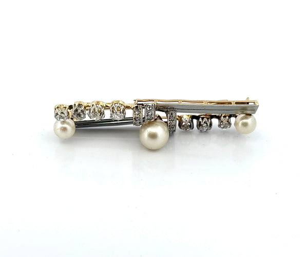 Broche Broche or et platine , diamants et perles 58 Facettes