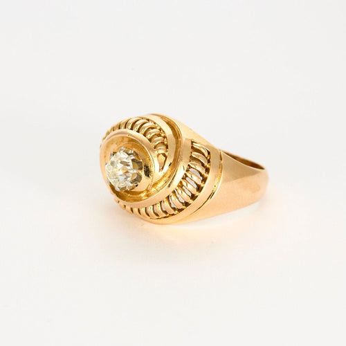 Bague 57 Brague rétro en or rose et diamant 58 Facettes GU172