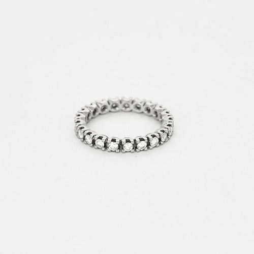 Bague 52 Alliance Américaine or gris et diamants 58 Facettes ROM1016