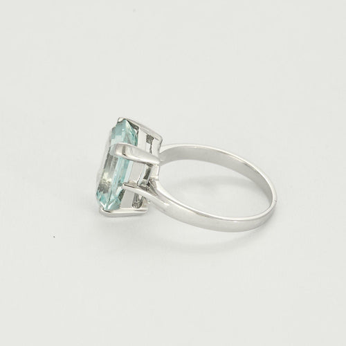 Bague 54,5 Bague Solitaire en or blanc et aigue-marine 58 Facettes RAM3095