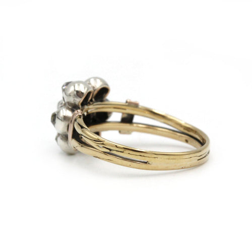 Bague 53 Bague 19eme or jaune 750 et 7 diamants tailles anciennes 0.50 carats total 58 Facettes 1239