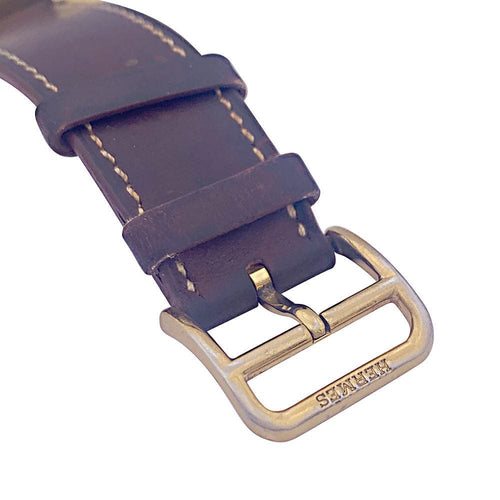 Montre Hermès,"Heure H", plaqué or, acier sur cuir. 58 Facettes 33734