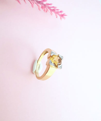 Bague 55.5 Bague Citrine et Diamants Or 18 K 58 Facettes AA 1663