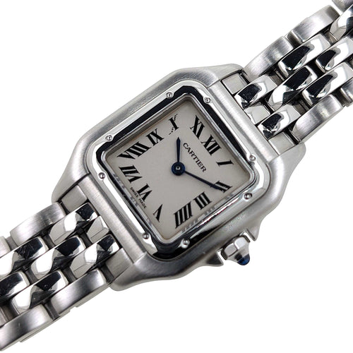 Montre Cartier Panthère RARE Dial Figaro Strap Small model SM ref 1320 Stainless Steel 58 Facettes