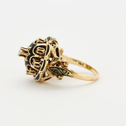 Bague 56 Bague Dôme Diamants Email 58 Facettes LMB-51
