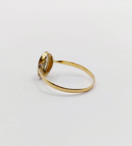 Bague 51 Petite bague Art Nouveau or jaune et pierre verte (circa 1910) 58 Facettes A06017