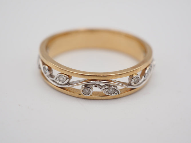 Bague 54 Bague or jaune diamant floral 58 Facettes