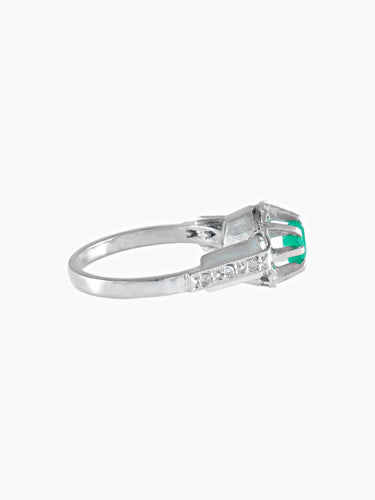 Bague 49 BAGUE VINTAGE EMERAUDE OR BLANC 58 Facettes