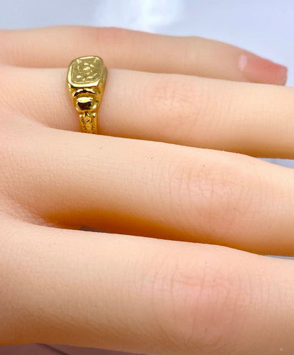 Bague 52 Chevalière en or jaune 18 carats vers 1900 58 Facettes AB664