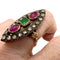 Bague 52 BAGUE NAVETTE EN OR JAUNE AVEC RUBIS ET ÉMERAUDE 58 Facettes A2541