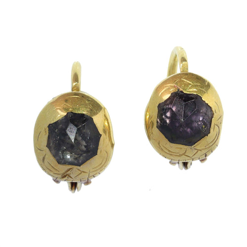 Boucles d'oreilles Boucles d'oreilles baroques ibériques, vers 1725 – Or 18 carats et pierres de pâte serties sur papier métallisé 58 Facettes 25115-0312