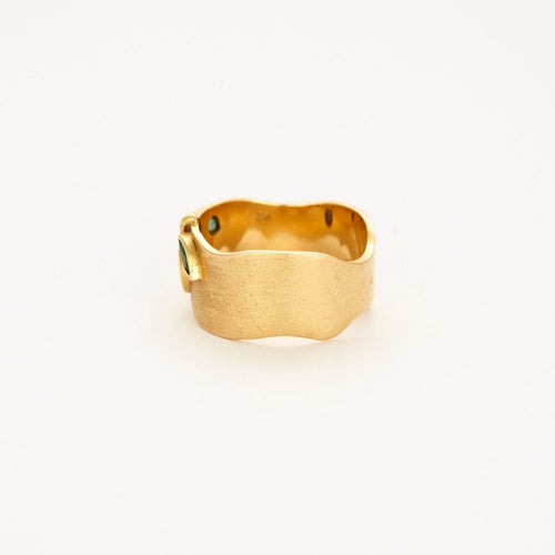 Bague 56 Bague or jaune saphir émeraudes diamants 58 Facettes LP471/15