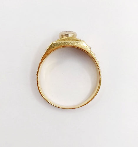 Bague 60 Bague chevalière Art Déco or jaune et diamants 58 Facettes A06309