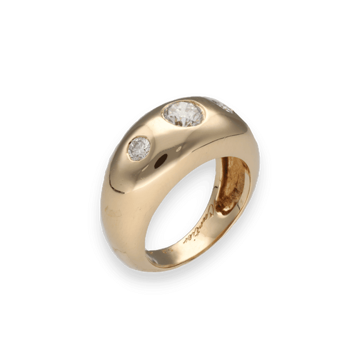 Bague 52 Bague Cartier Jonc en or jaune 18K avec trois diamants brillants - Vers 1990 - Taille 52 - Boite dorigine 58 Facettes FB10619