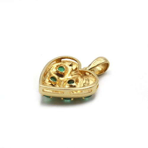 Pendentif Pendentif Coeur - Or jaune et émeraudes 58 Facettes 1114