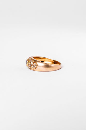 Bague 60 Bague Jonc en or jaune, saphir et pavage de diamants 58 Facettes