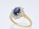 Bague 54 Bague entourage en or jaune avec saphir et diamants 58 Facettes 2273