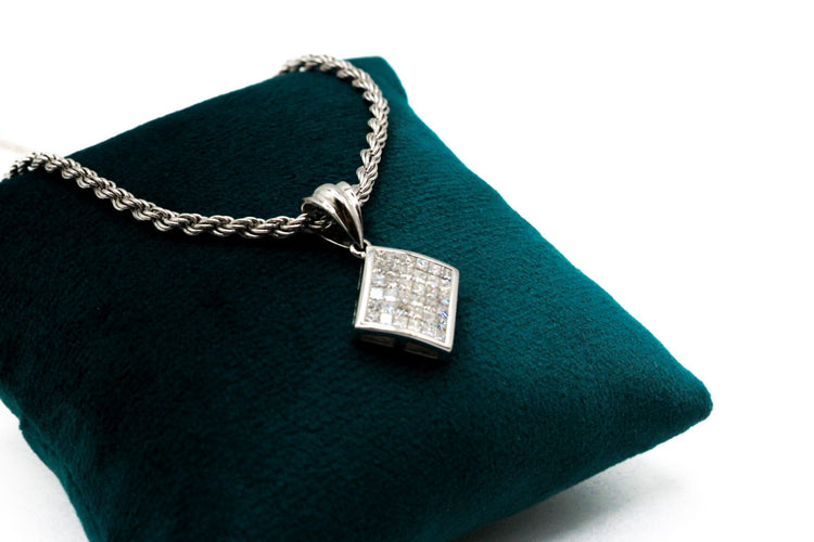 Pendentif Pendentif losange or blanc et diamants 58 Facettes 250147