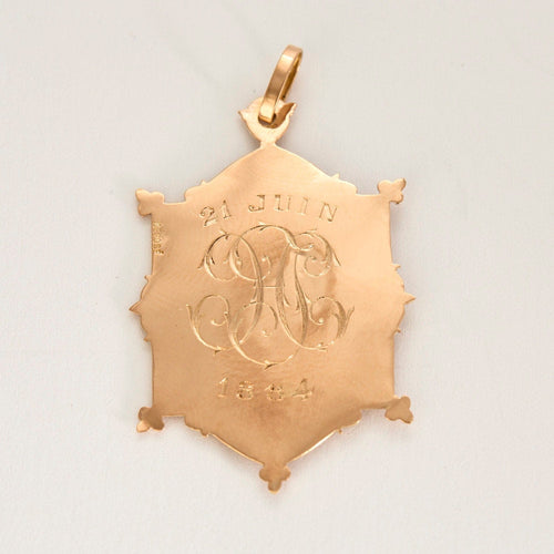 Pendentif Médaille de cpmmunion en or jaune 58 Facettes NAR05413