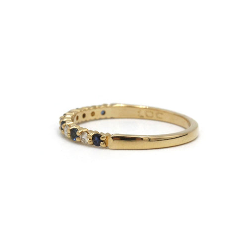 Bague 53 Demi-Alliance - Or, Diamants & Saphirs 58 Facettes 250135R