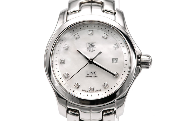 Montre TAG Heuer - Montre Link en acier, nacre et diamants 0,07 ct 58 Facettes 20695