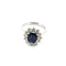 Bague 61 Anello en or blanc avec saphir central et diamants 58 Facettes