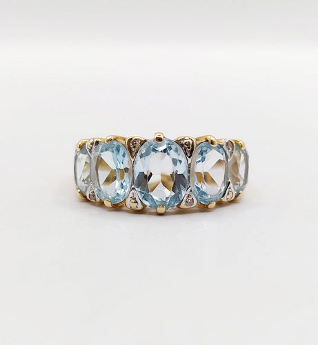 Bague 56 Bague jarretière vintage or jaune 18k topazes et diamants (circa 1980) 58 Facettes A05994