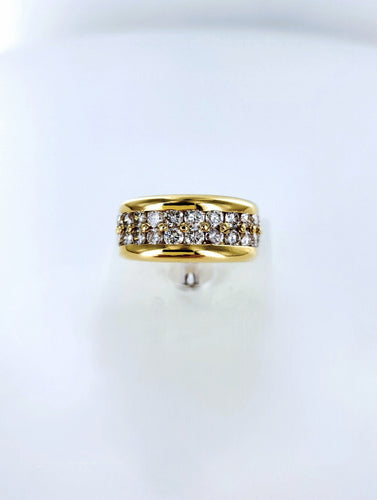 Bague 53 Bague double rangée de diamants en or jaune 58 Facettes