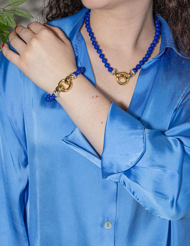 Collier Collier Or jaune, Or blanc Lapis lazuli, Diamant 58 Facettes 3243856CN