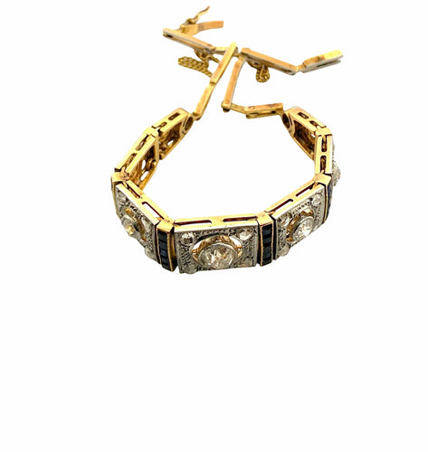 Bracelet Bracelet ancien art déco en or , saphirs et diamants 58 Facettes