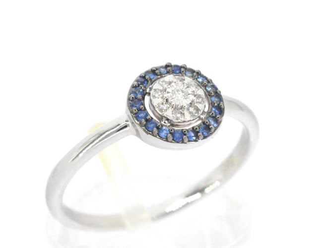 Bague 54 Bague en or blanc avec diamants et saphirs 58 Facettes 2314