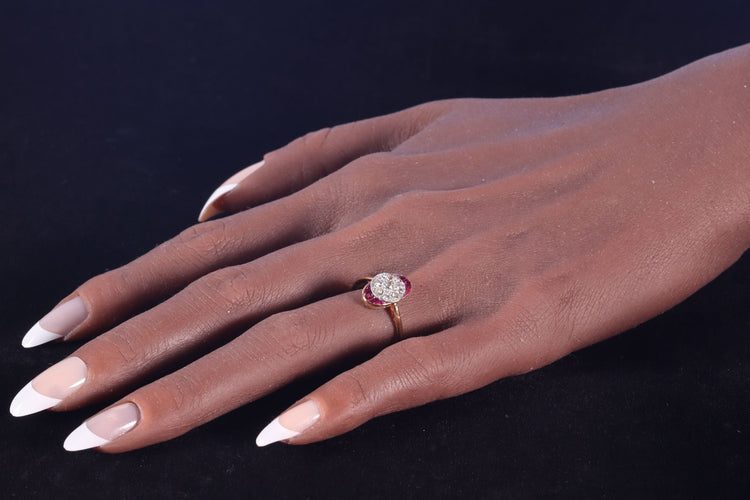 Bague 58 Bague de fiançailles Art déco vintage en diamant et rubis 58 Facettes 22237-0168
