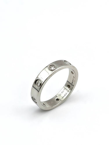 Bague 53 CARTIER - Alliance Love 4mm or blanc et diamants 58 Facettes